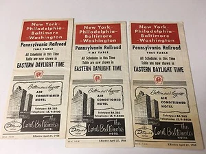 3 horarios de ferrocarril de Pensilvania 1958 - Imagen 1 de 3