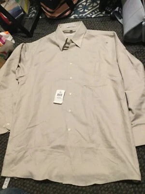 Camisa Geoffrey Beene Verde Satén Manga Larga Abotonada Talla Grande 16 32/33 Foto 1 de 4