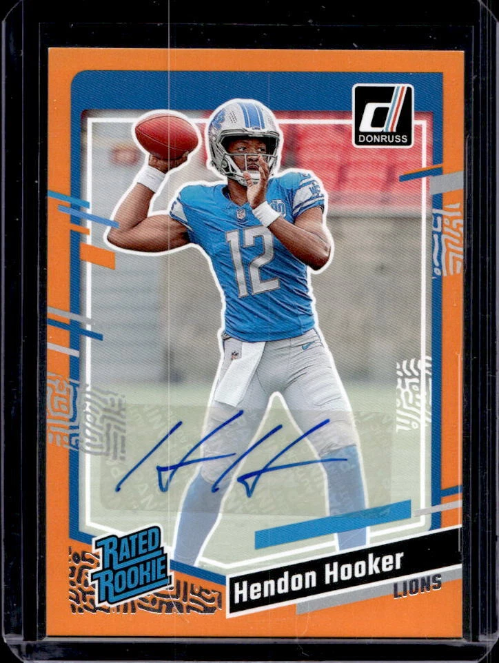 2023 Donruss Hendon Hooker Orange Rated Rookie Autograph Auto #329 Lions