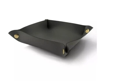 Case of 20- Grey Faux Leather Tray/Catch All - Bullseyes Playground 6" x 6" x 2" - Image 1 of 4