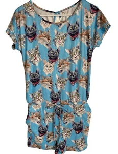 CAT THEME Romper Shorts 1 pc POLYESTER SPANDEX Knit Girls Size Small - Picture 1 of 6