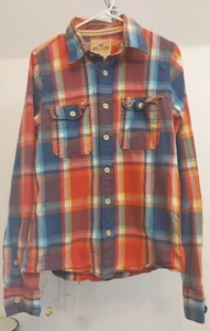 Hollister Plaid Long Sleeve Button Up Shirt Sz L Boys - Picture 1 of 8