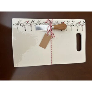 Juego de tablero y cuchillo de queso de cerámica Arlington Designs con diseño de Santa y reno - Imagen 1 de 5