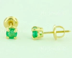 Borchia in smeraldo colombiano naturale oro giallo 14k 0,62 ct vite larga 3,8 mm posteriore - Foto 1 di 4