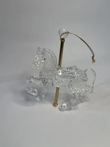 Acrílico Carrusel Caballo Navidad Adorno Tono Dorado Metal Poste Sillín - 5.25" - Imagen 1 de 4
