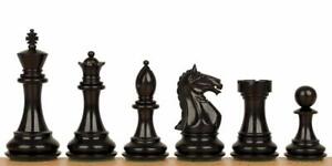 4" Staunton Chess Pieces Set Fierce Knight in Ebonized Boxwood Weighted 4 Queens