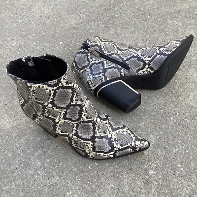 Circus by Sam Edelman Women's Black Vegan Leather Snake Print Ankle Booties 6M - Image 1 of 4