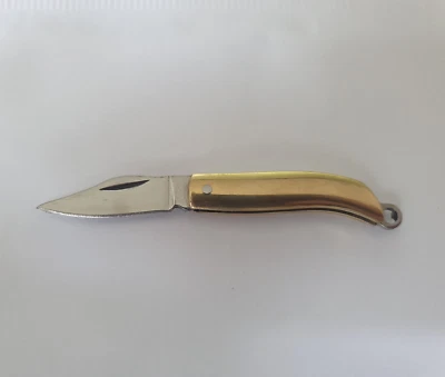 MANKUS Kleines Taschenmesser Messing Bronze Öse für Schlüsselbund ausgeklappt 7cm mini