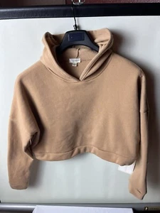 J For Justify - Women's Crop Cropped Light Brown Long Sleeve Hoodie Size Large - Picture 1 of 4