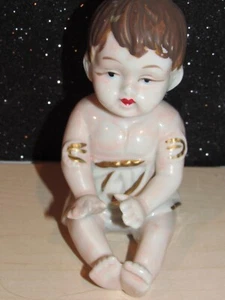 Vintage Baby Boy Porcelain Figurine with Gold Trim 4.5" Tall - Picture 1 of 5