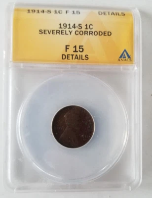 1914 S Lincoln Wheat Cent 1c | ANACS F15 - Image 1 of 4
