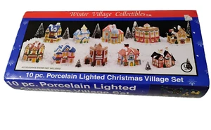 Winter Village Collectibles Christmas Village 10 pc. porcelain lighted Xmas - Picture 1 of 5