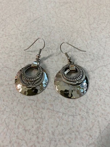 Silver Tone Boho Triple Loop Dangle Earrings - Picture 1 of 5