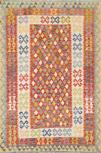 Dual-Sided Kilim Kelim Rugs Flatweave Wool Rust Carpet 4x6 ft - Picture 1 of 10