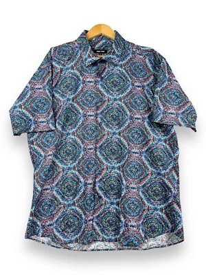 Jared Lang Shirt Mens 3XL Button-Up Shirt Sleeve Cotton Multicolor Print Trippy - Image 1 of 4
