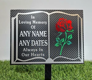 Placa conmemorativa marcador de tumba personalizado libro de oración luz refractiva rosa - Imagen 1 de 10