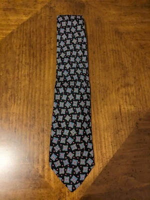 Corbata Brioni Para Hombre Negra Geométrica Lunares 100% Seda Italia 3.75" x 61 3/8"  Foto 1 de 4