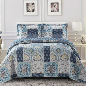 Luxus Moderne Glockenblume Übergroße Tagesdecke Bezug Set Wendebett Quilt - Bild 1 von 5