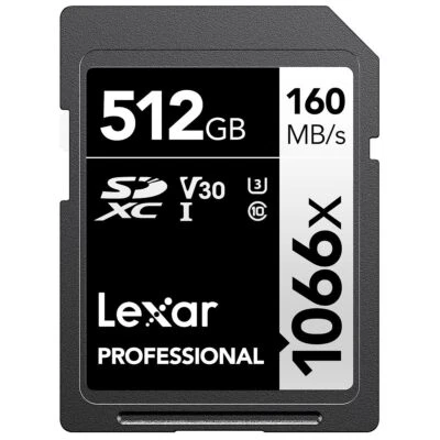 Lexar Professional 512GB 1066x SDXC UHS I Card U3 V30 for DSLR Mirrorless Camera - Image 1 of 4