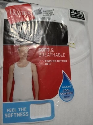 Hanes Men's Tank Undershirt 3-Pack A-Shirt ComfortSoft Tag-free Ribbed 3XL - Image 1 of 4