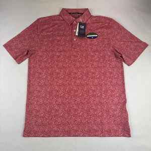 Cutter Buck Golf Polo Mens M Red Geometric Short Sleeve 1/4 Button Shirt NEW - Picture 1 of 8