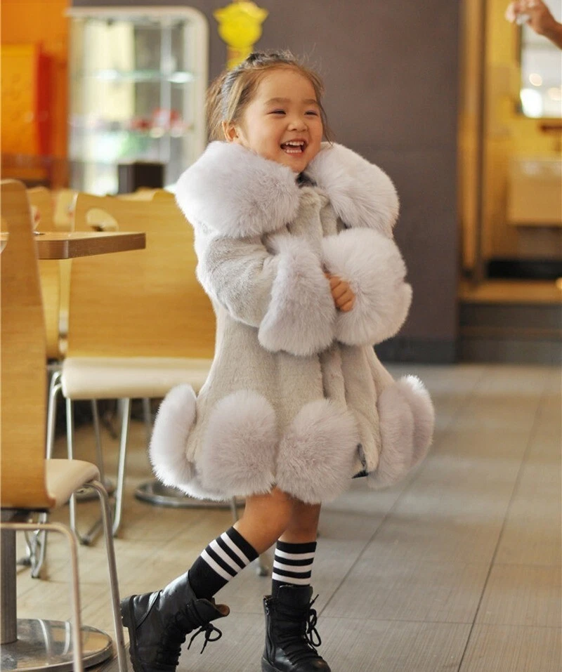 Baby Girls Long Sleeve Winter Wedding Faux Fur Coat Soft Party Coat Kids Outwear - Image 1 of 4