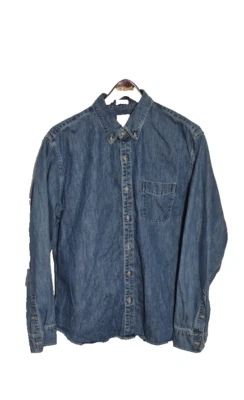 Camisa J Crew Para Hombres XL Azul Ajustada Tinte Índigo Denim Lavado Med Abotonada Manga Larga Foto 1 de 4