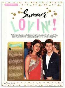 Nick Jonas & Priyanka Chopra Wedding Summer Love magazine CLIPPING photo article - Imagen 1 de 1