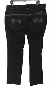 Napapijri Wonens Black Gray Embroidered Sequin Pants Size 16 - Picture 1 of 5