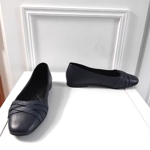 Heavenly Soles Lucille Leather Crossover Square Toe Ballerina Sz UK 5 Ex Wide - Picture 1 of 10