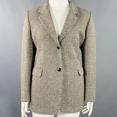 Blazer Chaqueta MARINA RINALDI Talla L Negro Beige Mezcla Lana Espiga Foto 1 de 4