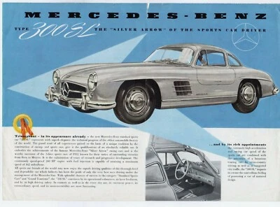 Mercedes-Benz 300 SL Gullwing 1954-55 mercado del Reino Unido hoja única folleto de ventas justo Foto 1 de 2