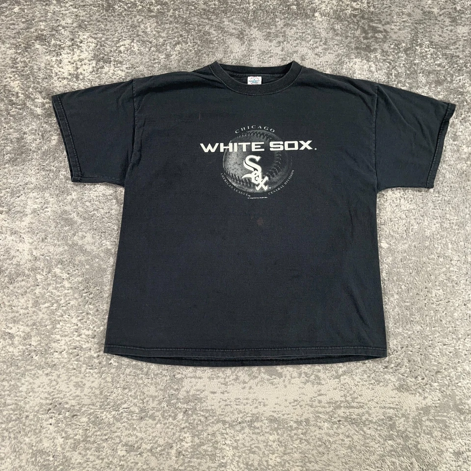 Camisa De Colección Chicago White Sox Para Hombres XL Negra Cuello Redondo Logotipo Deletreado Y2K Béisbol Foto 1 de 4