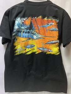 Guy Harvey Sharks Sharks Sharks Black Mens Pocket T-Shirt Size Medium EUC! - Picture 1 of 4