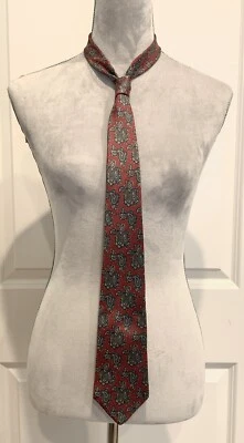 Corbata de Colección Don Loper Beverly Hills Cuello Estampado Cachemira Granate 100% EE. UU. USADA EN EXCELENTE ESTADO Foto 1 de 4