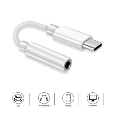 USB C auf AUX Adapter Typ C  Kabel 3,5mm Klinke Handy Audio Musik Kopfhörer AUX - Bild 1 von 3