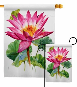 Bandera de jardín de loto floral decorativa pequeña regalo patio casa pancarta - Imagen 1 de 17