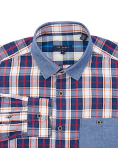 Ted Baker - EMLETT - Check Button Down Shirt Sz 5/XL/16.5 MSRP $125 - Picture 1 of 5