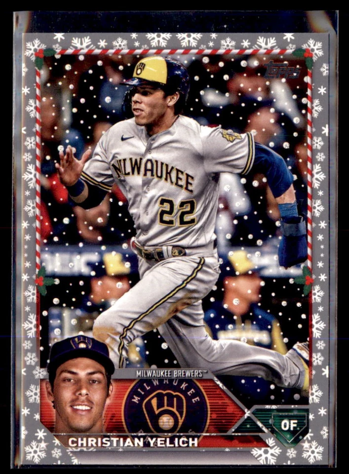 2023 Topps Holiday Holiday Foil Christian Yelich Brewers H164 - Image 1 of 2