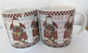 Set of 2 Debbie Mumm Santa’s Spirit Sakura Oneida Coffee / Cocoa Stoneware Mugs - Picture 1 of 4