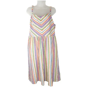Lane Bryant ärmellos Herzausschnitt Regenbogen Streifen Fit & Flare Kleid Gr 18 - Bild 1 von 15