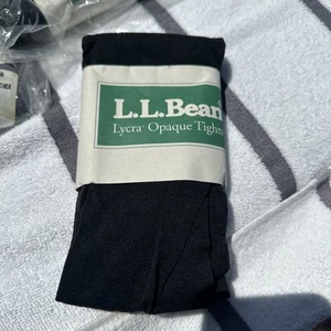 LL Bean Lycra Opaque Tights Black Extra Large XL brand New Ships Fast - Picture 1 of 3