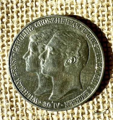 1903-A SAXE-WIEMAR-EISENACH  GERMAN STATES 5 MARKS .900 SILVER KM#218 - Image 1 of 4