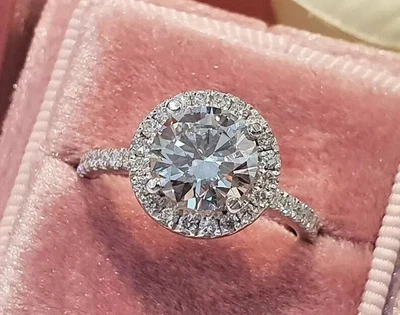 1Ct Round Cut Lab Created Diamond Wedding Engagement Ring 14K White Gold Plated - Image 1 of 4