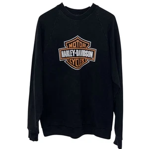 Vintage Harley Davidson Sweatshirt, Black, Men's Large, Iconic Logo Biker - Picture 1 of 5