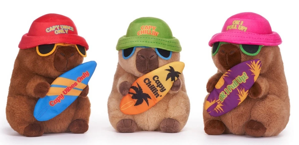 PAWS NUOVO PELUCHE UFFICIALE 7,5" CAPYBARA SURFBOARD CPAYBARA SOFT TOYS