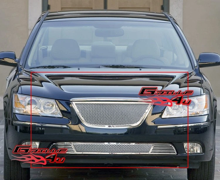 Combo de inserción de rejilla de malla cromada de acero inoxidable para Hyundai Sonata 09-10 Foto 1 de 3