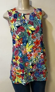 Top de gasa Hailey Lyn de colores brillantes en capas sin mangas S usado en excelente estado - Imagen 1 de 6