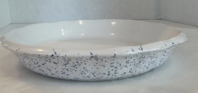 Plato para hornear pastel/quiche PAULA DEEN 9 pulgadas gres blanco/azul moteado Foto 1 de 4