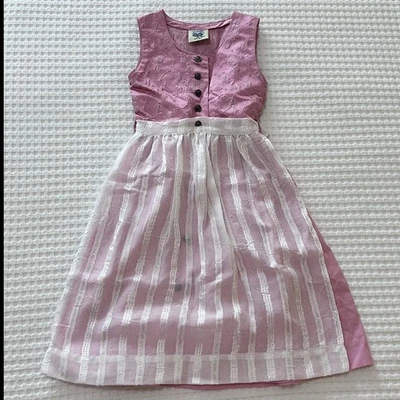 Isar-Trachten Dirndl Tradicional Alemán Rosa Con Delantal Blanco Niñas Talla 104 US4 Foto 1 de 4